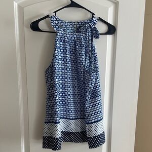 The Limited Blue and White Halter Blouse